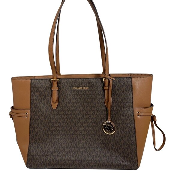 MK Michael Kors Brown Gilly Travel Large Drawstring Top Zip Tote Shoulder Bag - Picture 1 of 13
